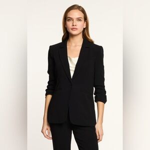 NWT Cinq a Sept Black Single-Button crepe touched Blazer Khloe black 0 CURRENT